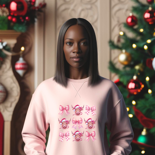 Pink Festive Bull Christmas Sweatshirt