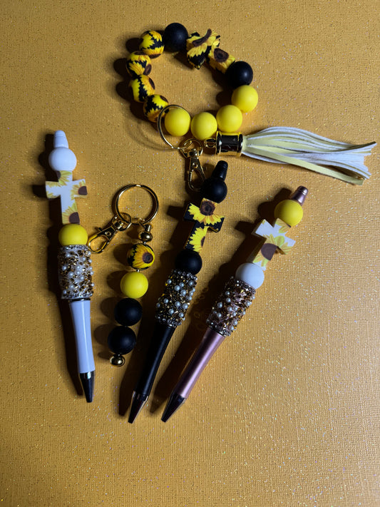 Sunflower Cross Keychain Bracelet